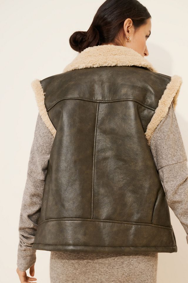 Vegan Leather Sherpa Vest #1