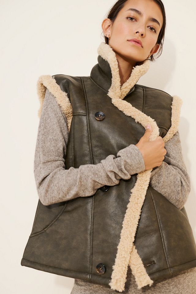 Vegan Leather Sherpa Vest #3