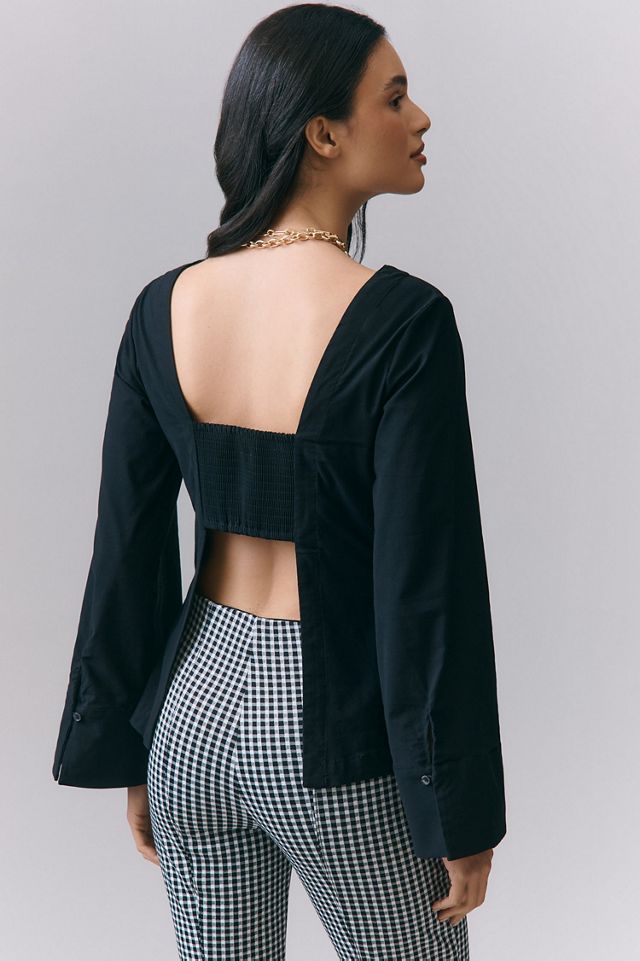 Maeve Flare-Sleeve Backless Top #1
