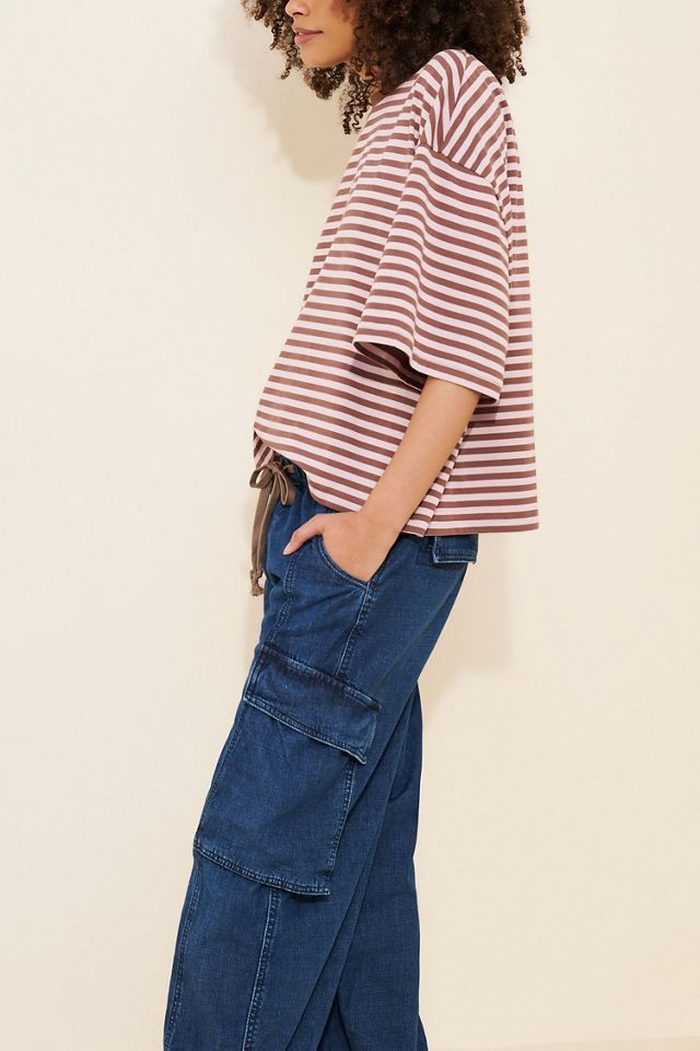 Pilcro Cotton Pull-On High Rise Cargo Jeans #3