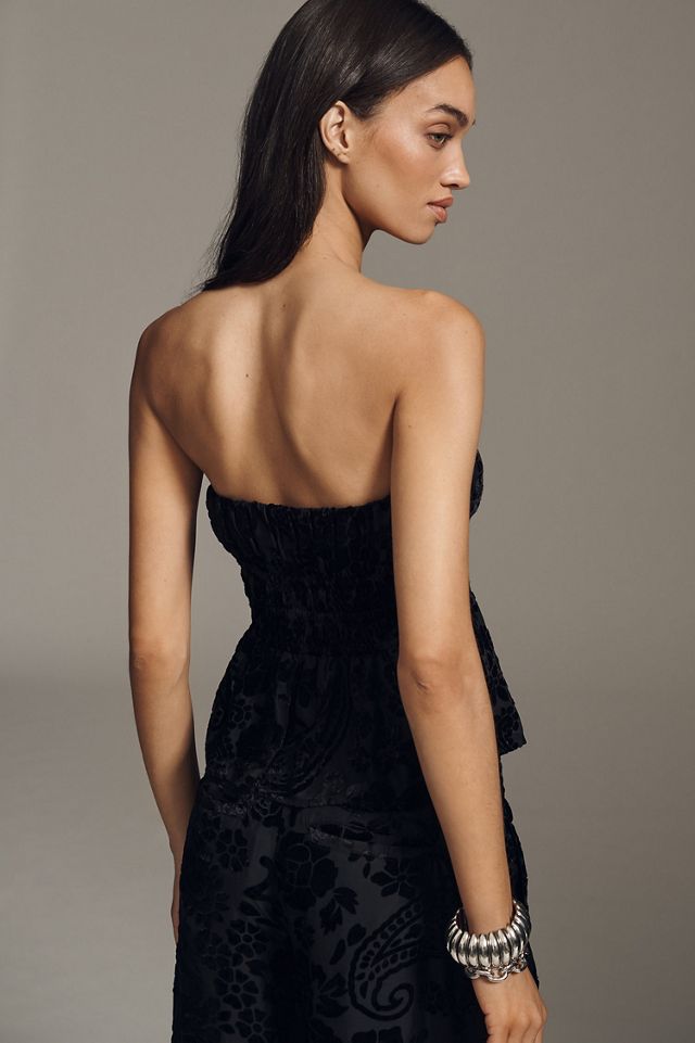 Maeve The Somerset Strapless Burnout Velvet Blouse #1