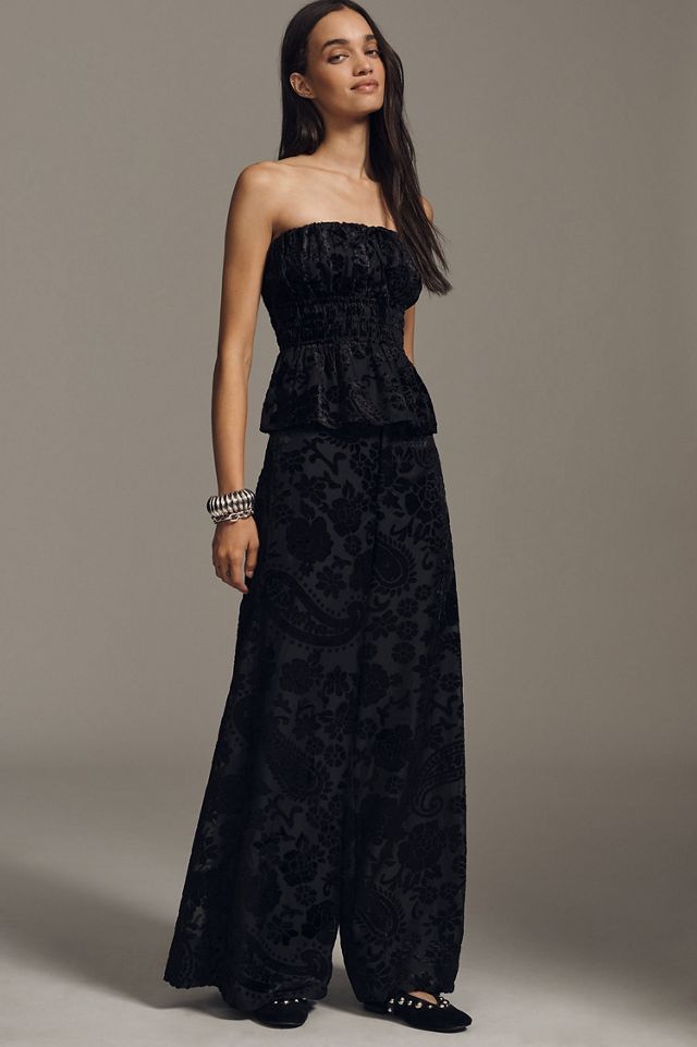 Maeve The Somerset Strapless Burnout Velvet Blouse #3