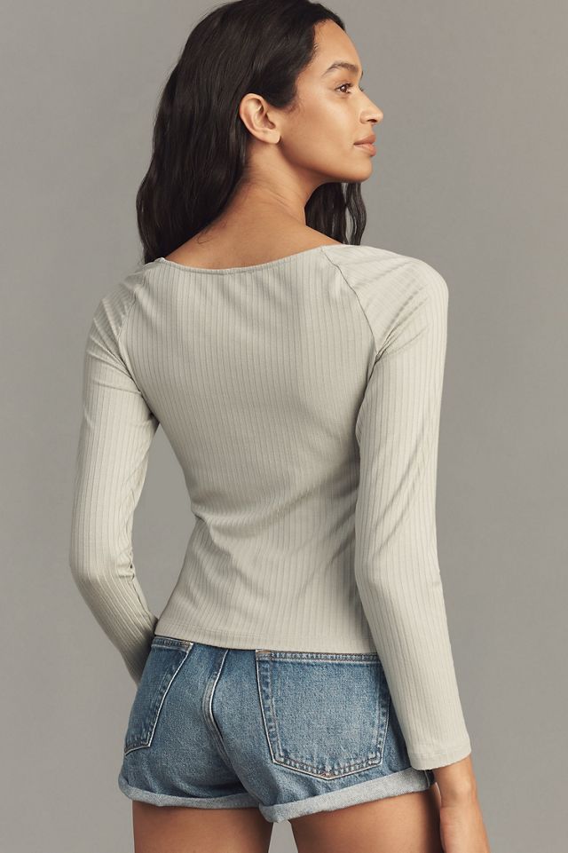 Buttoned Boatneck Thermal Top #1