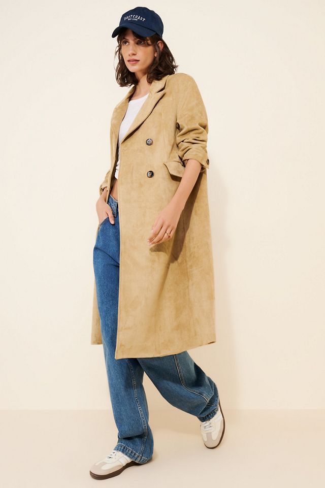 Vegan-Suede Trench Coat #3