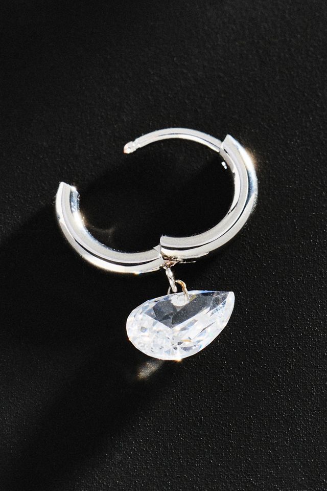 By Anthropologie Demi Fine Pear Crystal Drop Hoop Earrings #1