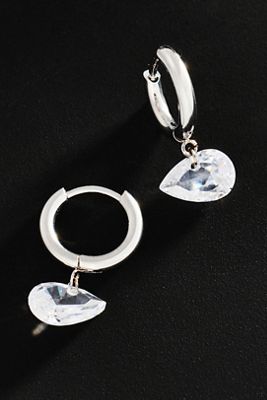 By Anthropologie Demi Fine Pear Crystal Drop Hoop Earrings