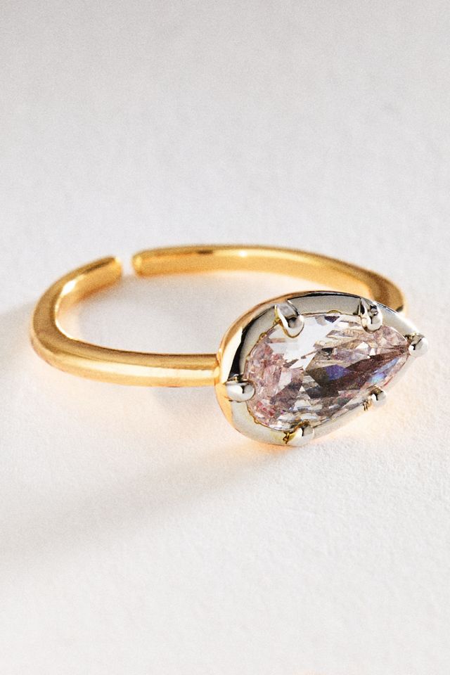 By Anthropologie Pear Cut Crystal Ring #1