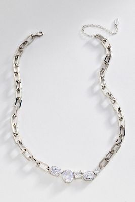 By Anthropologie Chunky Paperclip Crystal Necklace