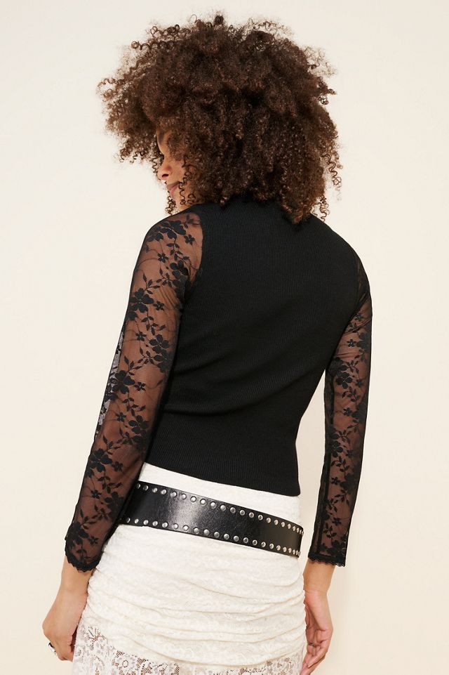 Pilcro Long-Sleeve Keyhole Lace Top #1