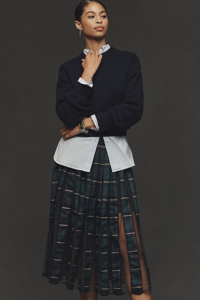Maeve Pleated Tulle Knee-Length Skirt #3