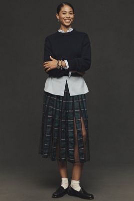Maeve Pleated Tulle Knee-Length Skirt
