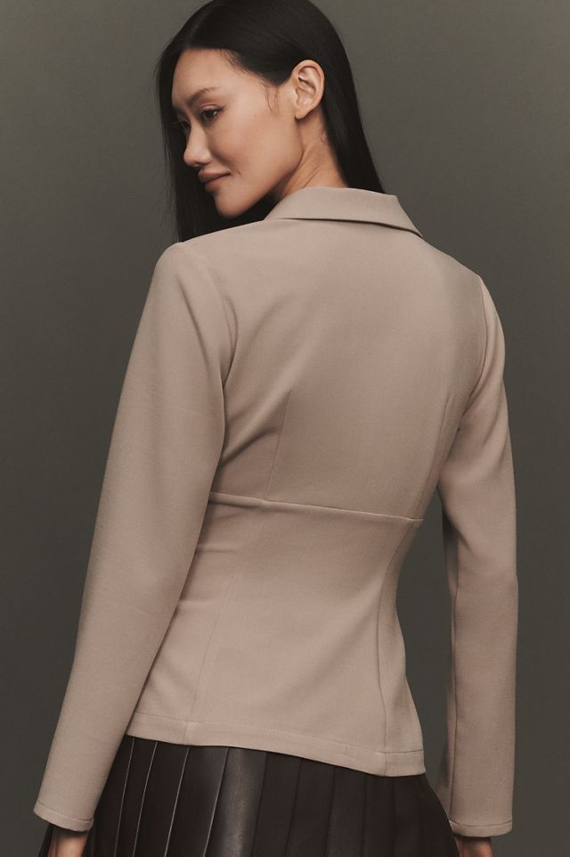 Tailored Long-Sleeve Blazer Top #1