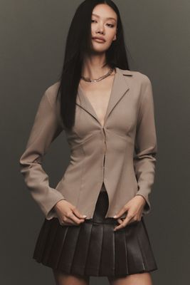 Tailored Long-Sleeve Blazer Top
