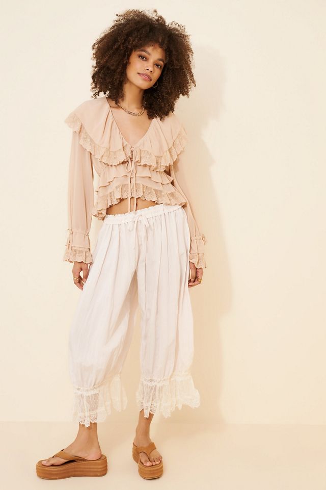 Flat White Ruffle Boho Blouse #3