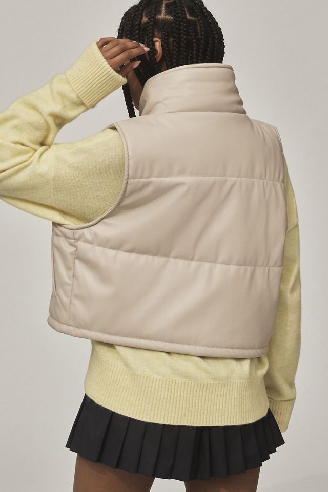 Vegan-Leather Puffer Vest #1