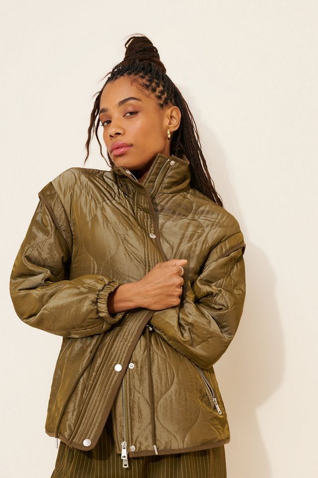 Avec Les Filles Quilted Drawstring Waist Jacket #3