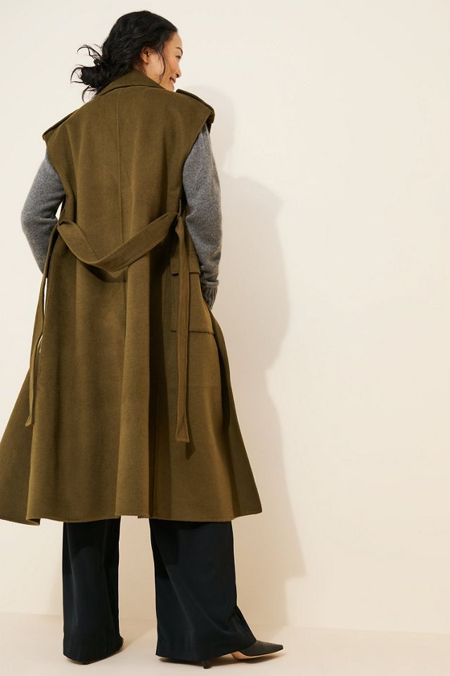 Wool Blend Long Military Vest #1