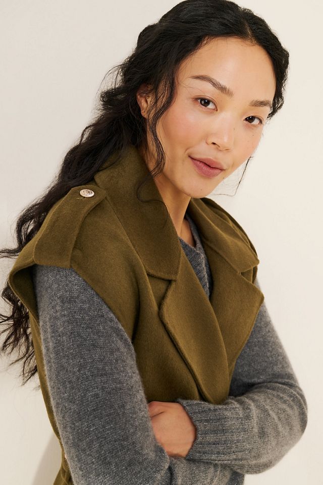 Wool Blend Long Military Vest #2