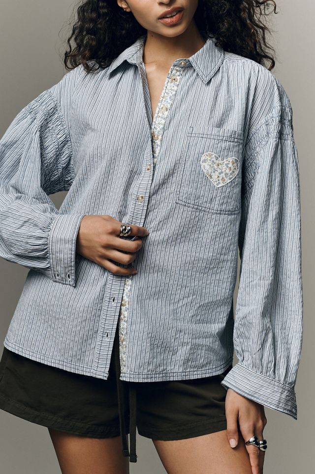 Pilcro Mix-Print Long-Sleeve Buttondown Shirt #1