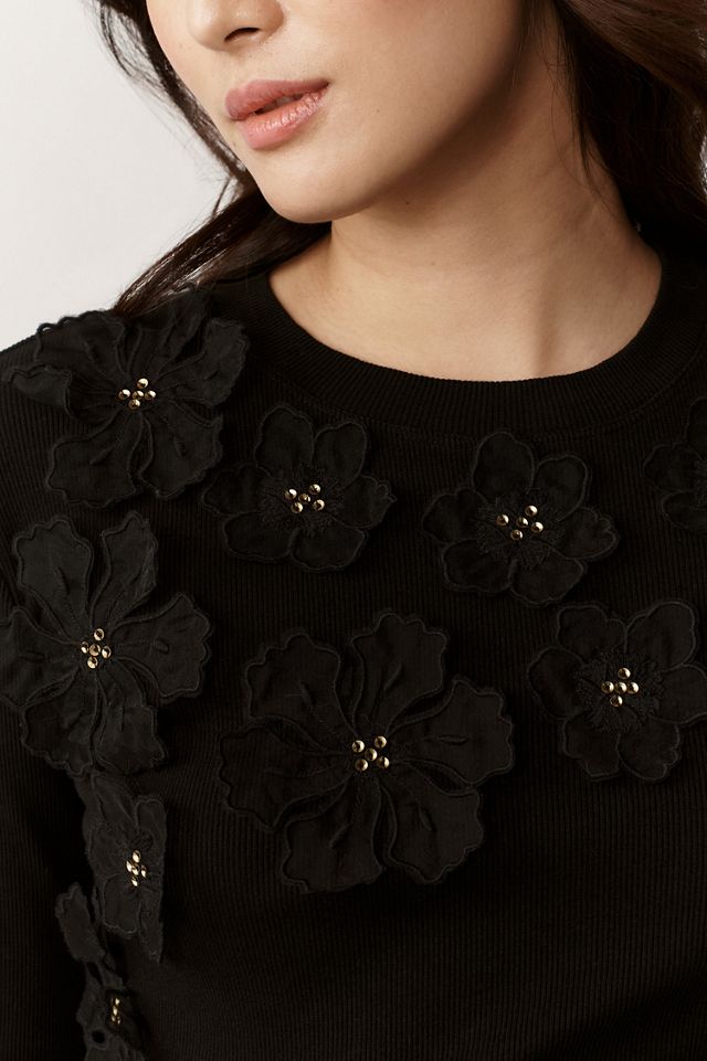 3D Floral Crew-Neck Top #2