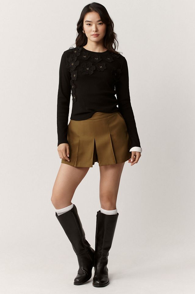 3D Floral Crew-Neck Top #3