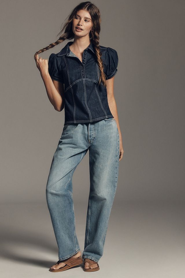 Pilcro Denim Puff Sleeve Top #3