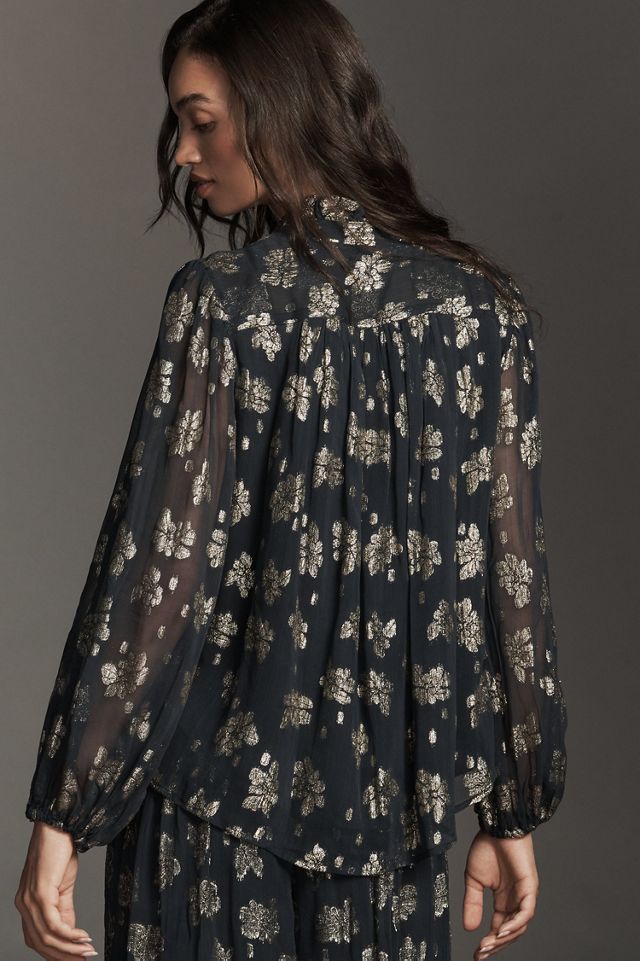 The Estela Sheer Embellished Blouse #1