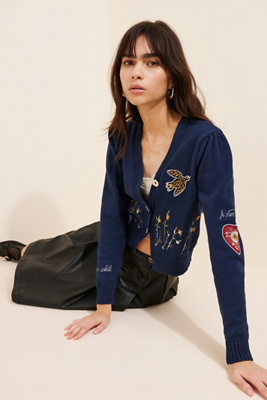 Maeve Embellished V-Neck Cardigan Sweater | Anthropologie