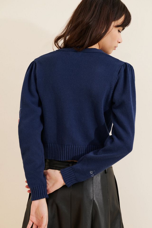 Maeve Embellished V-Neck Cardigan Sweater #1
