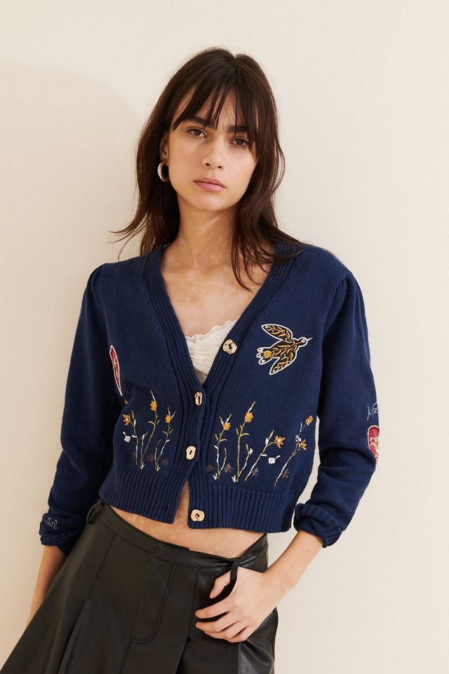 Maeve Embellished V-Neck Cardigan Sweater #2
