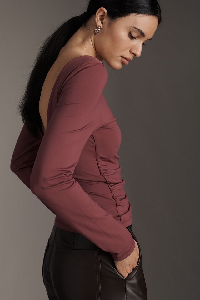 Scooped-Back Long-Sleeve Top #1