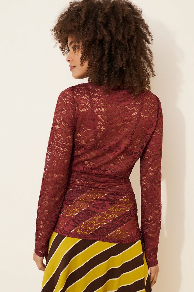 Esthe Sheer Boatneck Lace Top #1