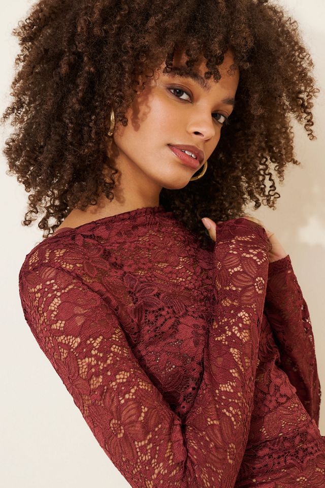 Esthe Sheer Boatneck Lace Top #3
