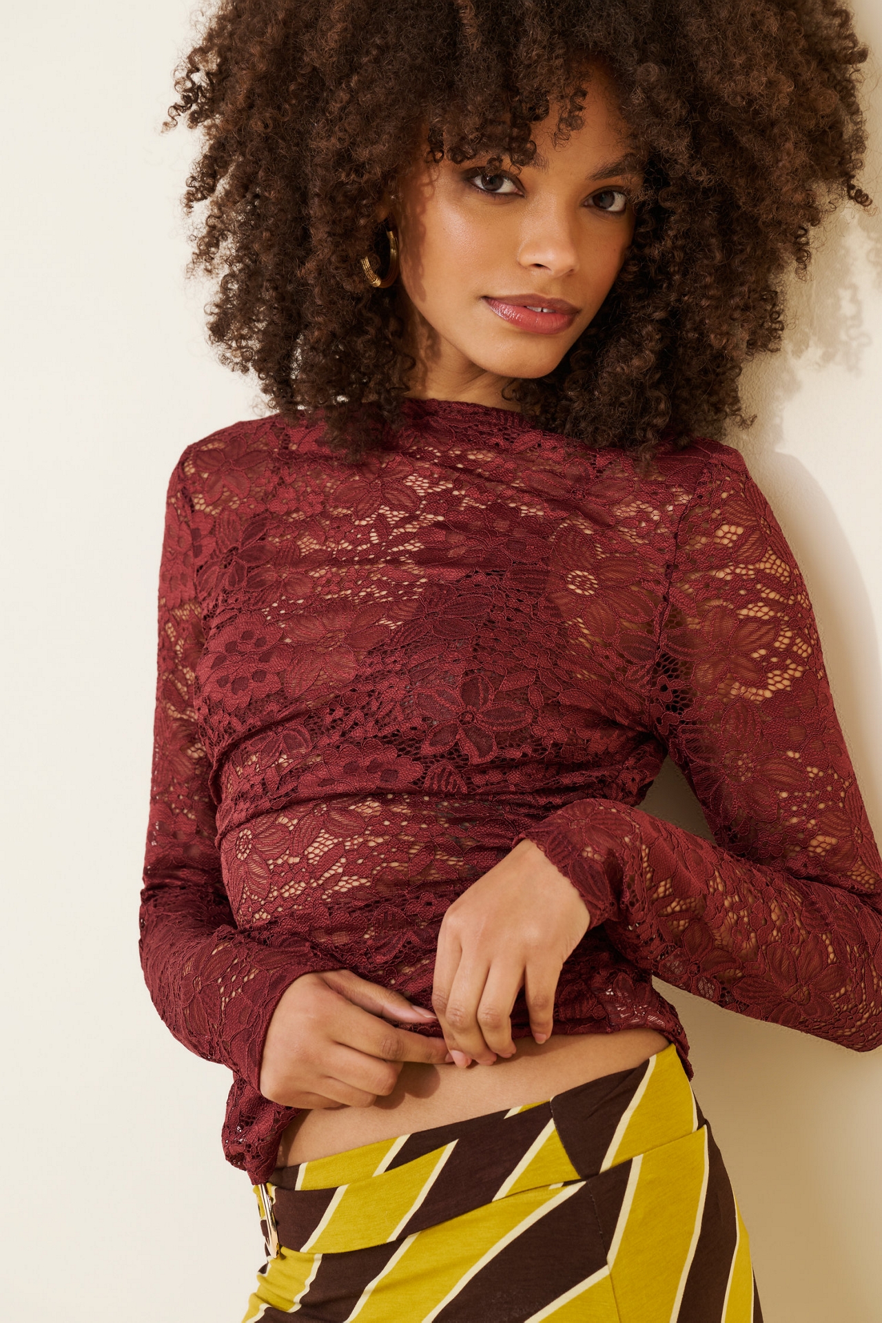 Esthe Sheer Boatneck Lace Top