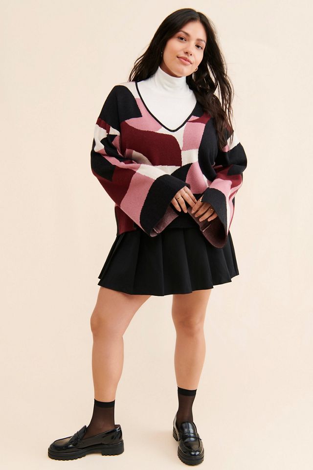 Eloquii V-Neck Intarsia Sweater #3