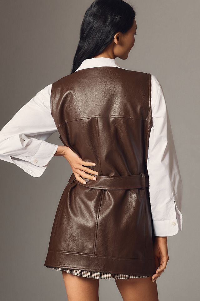 Longline Vegan-Leather Vest #1