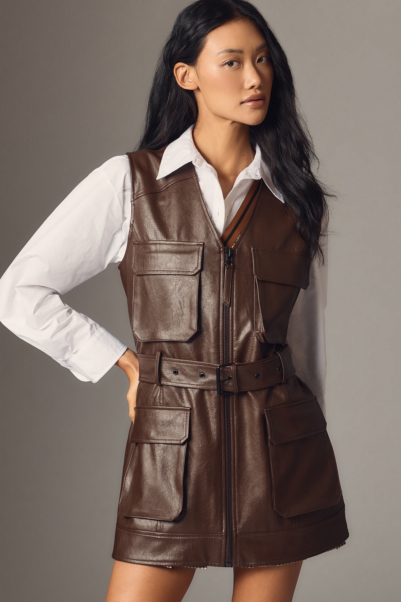 Longline Vegan-Leather Vest