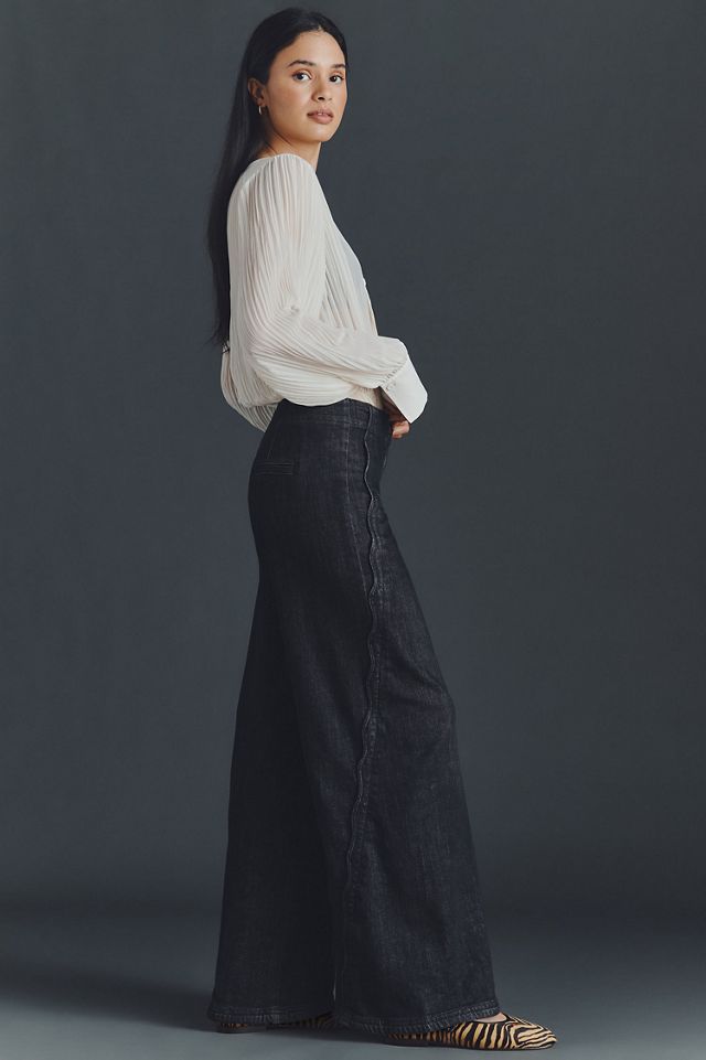 Maeve Scallop High-Rise Wide-Leg Jeans #3