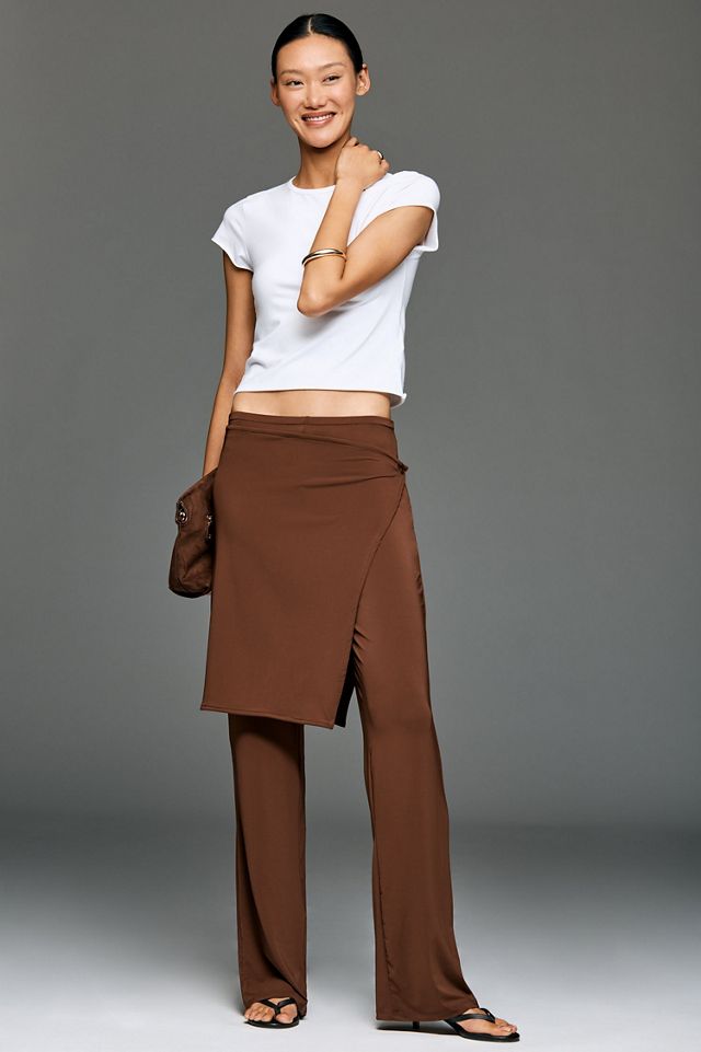 Wrap Button Skirt Pants #3