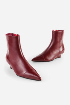 Intentionally Blank Lexicon Kitten Heel Boots In Red