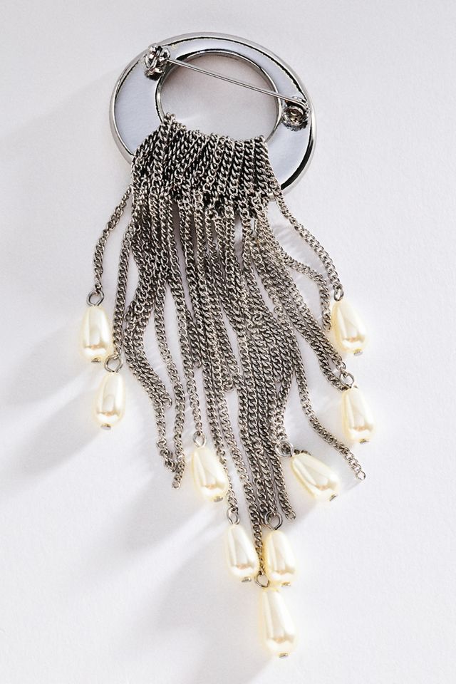 By Anthropologie Fringe Pearl Drop Brooch #1