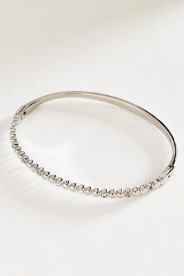 By Anthropologie Water Resistant Bezel-Set Crystal Station Bangle Bracelet