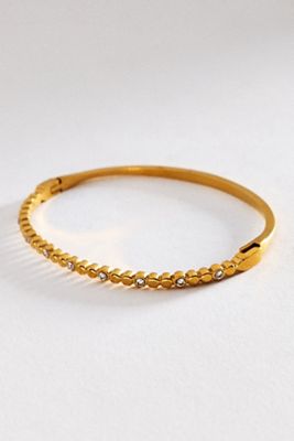 By Anthropologie Water Resistant Bezel-Set Crystal Station Bangle Bracelet