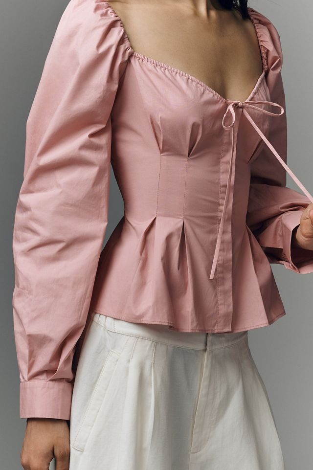 Nia Cloverfield Peplum Long-Sleeve Top #2