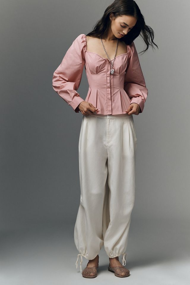 Nia Cloverfield Peplum Long-Sleeve Top #3