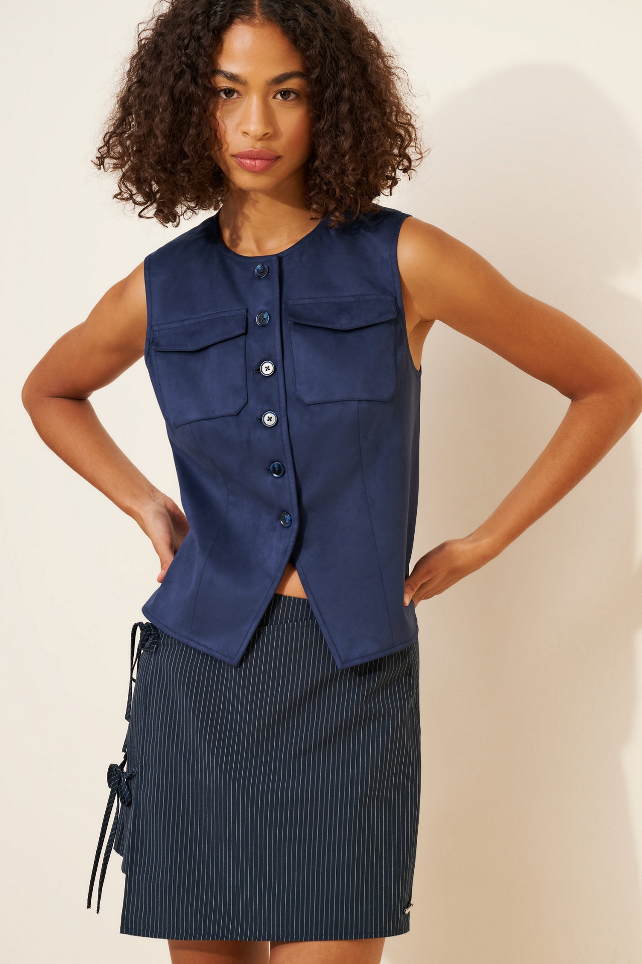 Mare Vegan-Suede Cutaway Vest