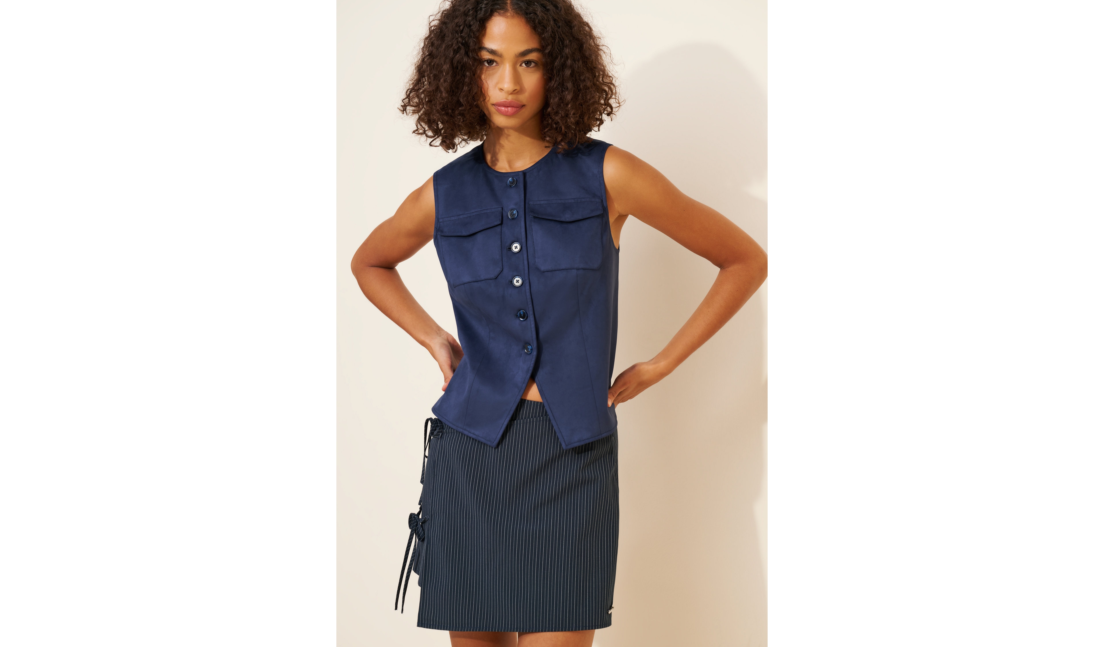 Mare Vegan-Suede Cutaway Vest