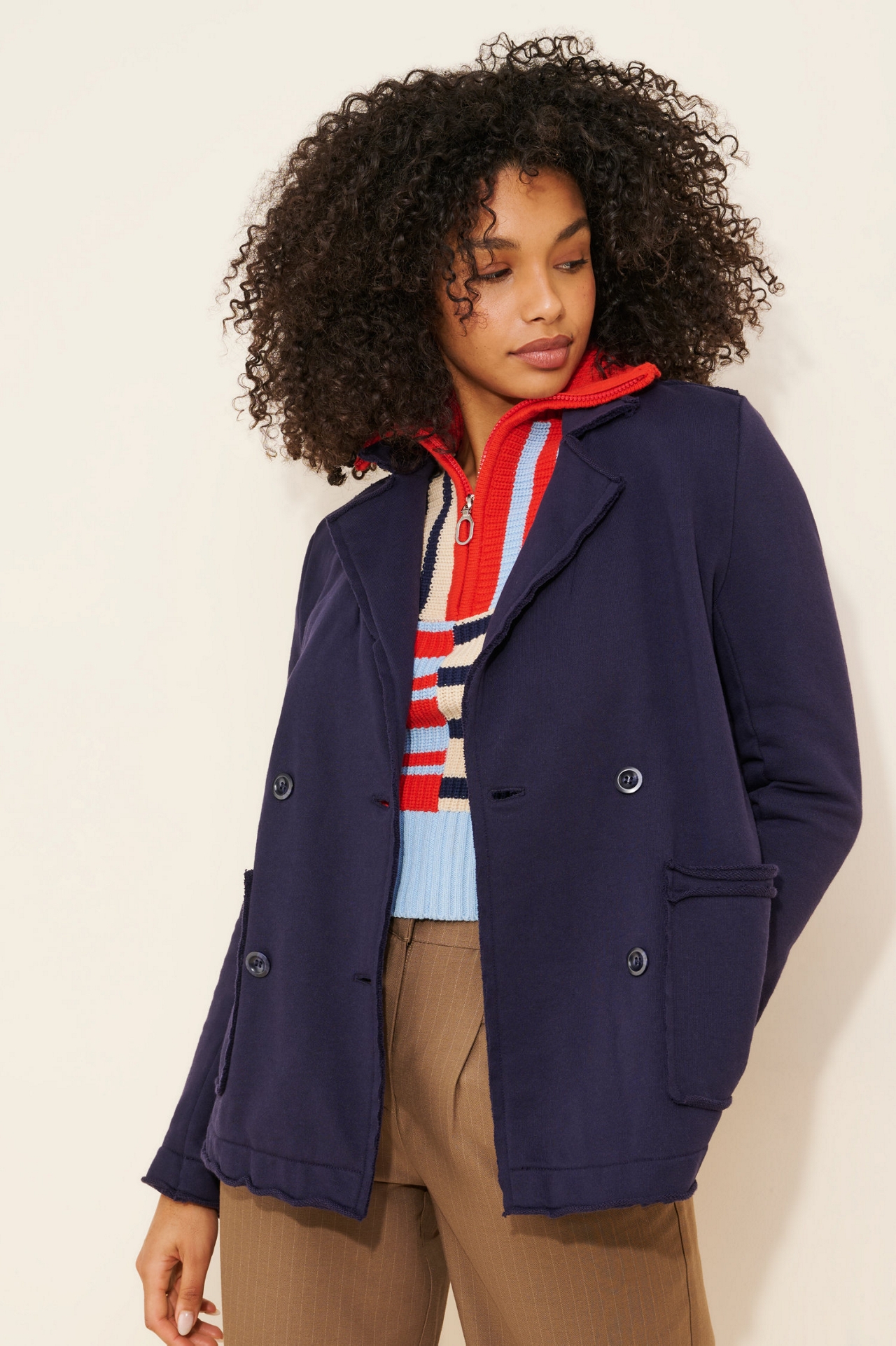 Pilcro Knit Cotton-Blend Peacoat