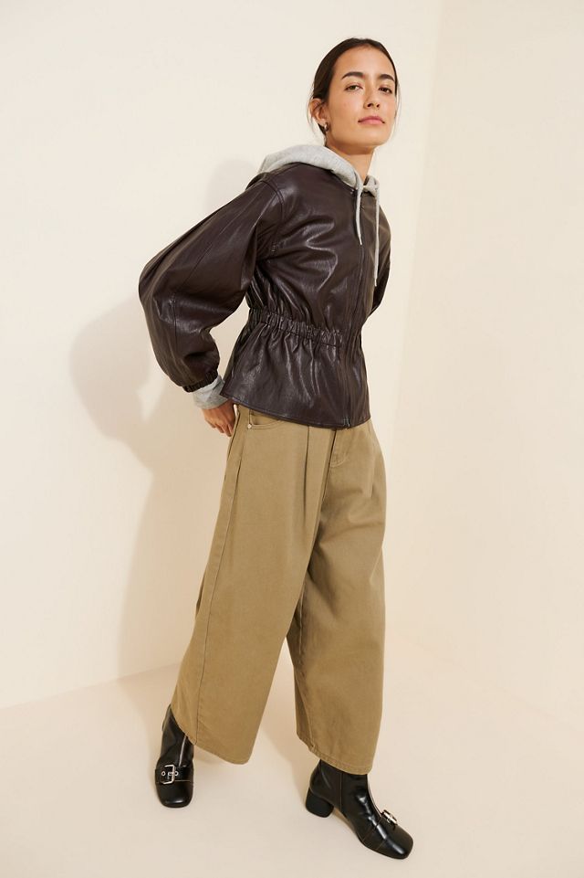 See U Soon Peplum Collarless Vegan Leather Jacket #3