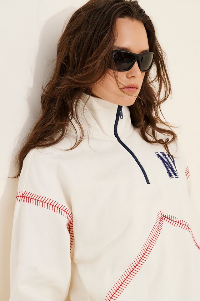 Terez New York Quarter Zip Baseball Stitch Sweatshirt #2